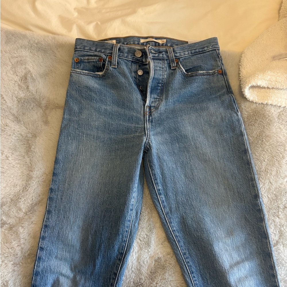 Classic High-Rise Button-Fly Blue Jeans